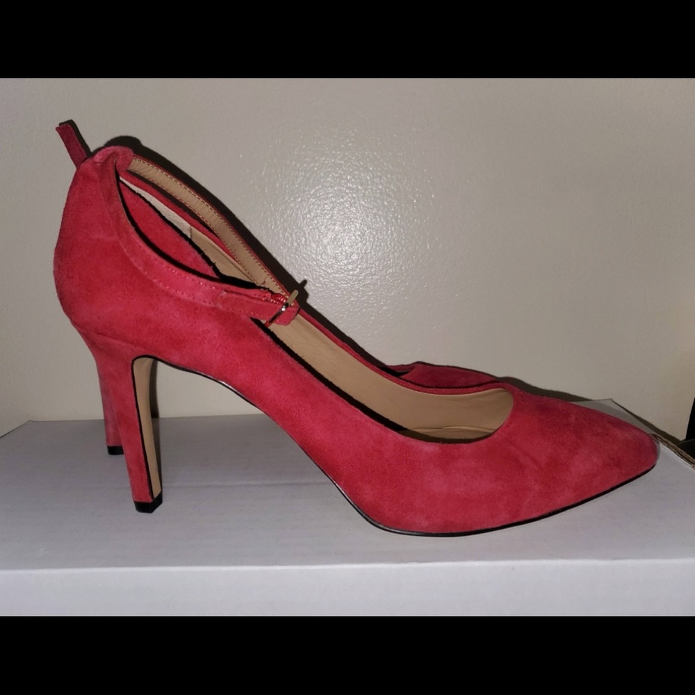 Ann Taylor Red Suede Ankle Strap Heels 9M